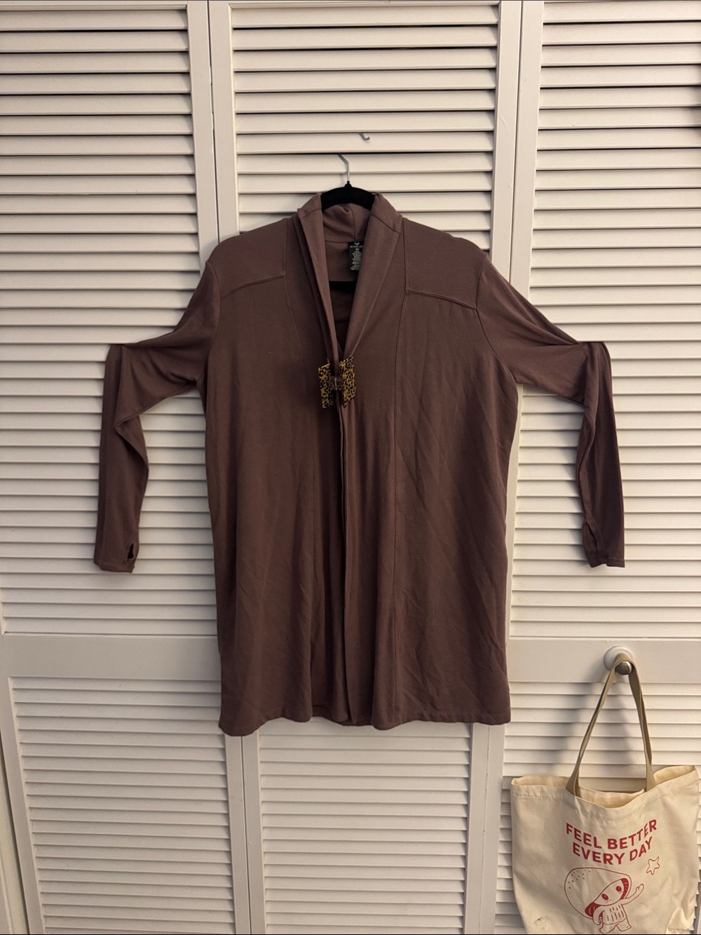 Active Life Open-Front Taupe Brown Cardigan - Picture 5 of 6